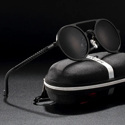 Vintage Aluminum Magnesium Sun Glasses Men Polarized Driving Sunglasses Round Steampunk Shades Brand Designer Eyewear