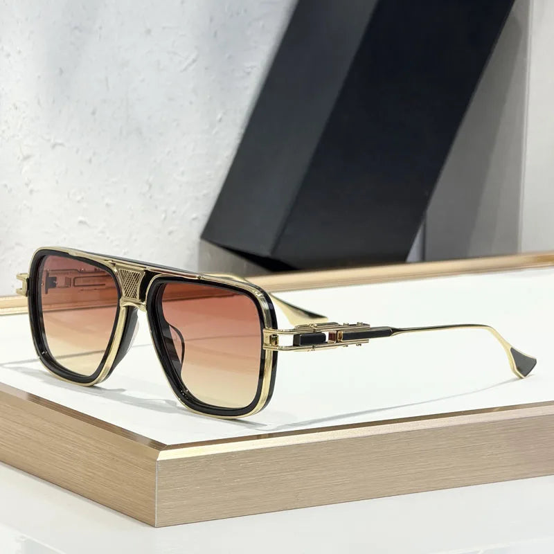 460 Square Alloy High Quality Sunglasses GRAND-DECADE TWO for Men Women Luxury Fashion Brand Design UV400 Eyeglasses with Case