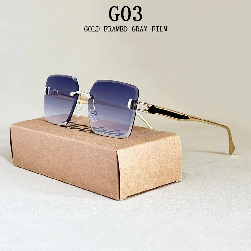 2025 Rimless Sunglasses Women Trendy Vintage Square Fashion Glasses Sunscreen Lentes De Sol Mujer Lunette Soleil Femme Zonnebril