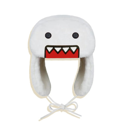 Autumn/Winter Outdoor New Cartoon Embroidered Windproof Ear Flaps Double Lining Cotton Warm Coral Fleece Lei Feng Hat