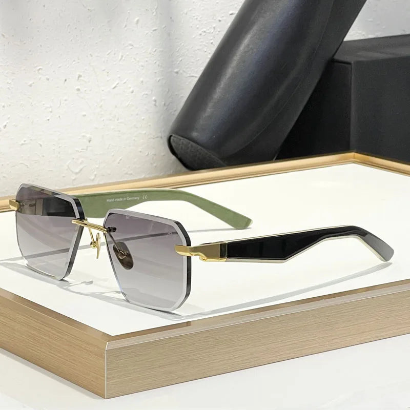 Germany Design Rimless Sunglasses for Men Women Big Square Alloy Acetate High Quality Irregular Classical Vintage UV400 Glasses