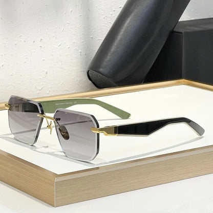Germany Design Rimless Sunglasses for Men Women Big Square Alloy Acetate High Quality Irregular Classical Vintage UV400 Glasses