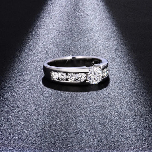 Full Moissanite Wedding Ring for Men 925 Sterling Silver with Gold Plated Eternity Band Man's Lab Diamond Party Rings