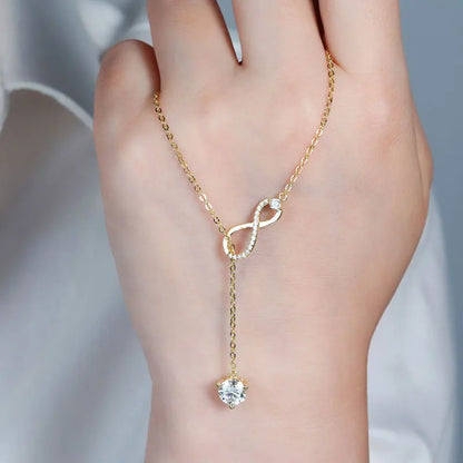 Certified Moissanite Heart Infinite Pendant Necklace Chain for Women S925 Sterling Silver Necklaces Fine Jewelry Gifts