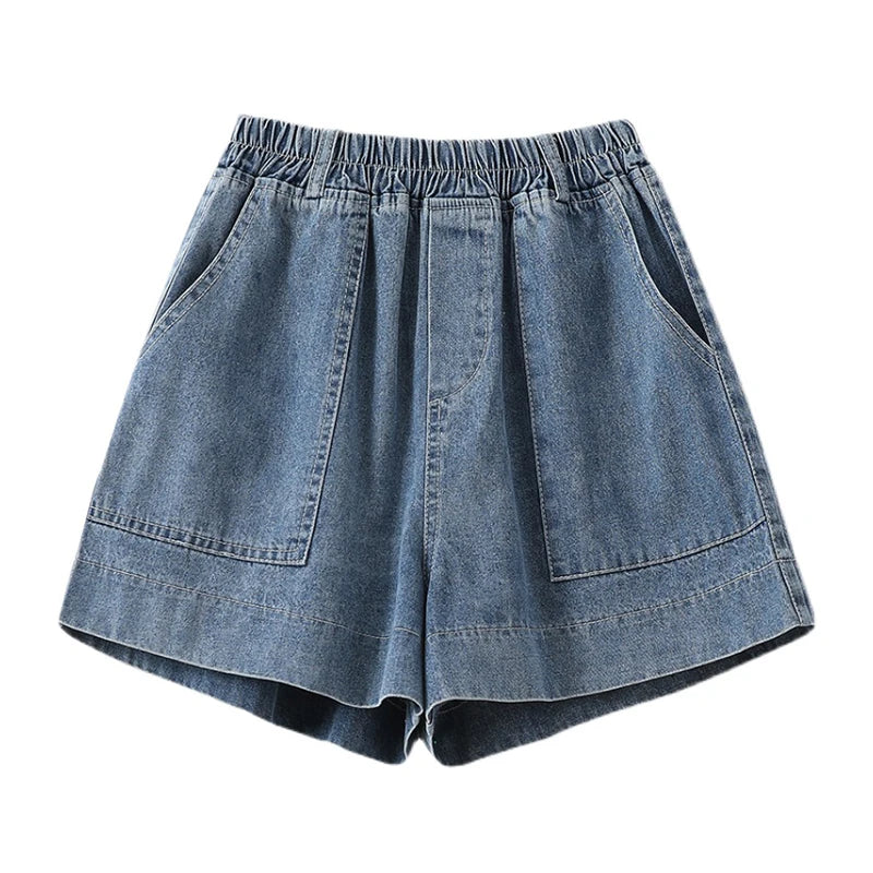 Casual Plus Size Summer Denim Shorts Women Loose Wide Leg Jeans Short Pants Femme Stretch High Waisted Harem Baggy Shorts Woman