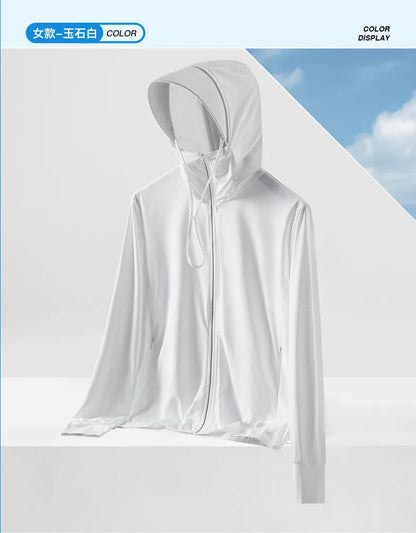 Men's Summer New Sunscreen Clothing Women's Large Brim UPF50 + UV Protection Ice Silk Sunscreen Clothing Outdoor Skin Clothing