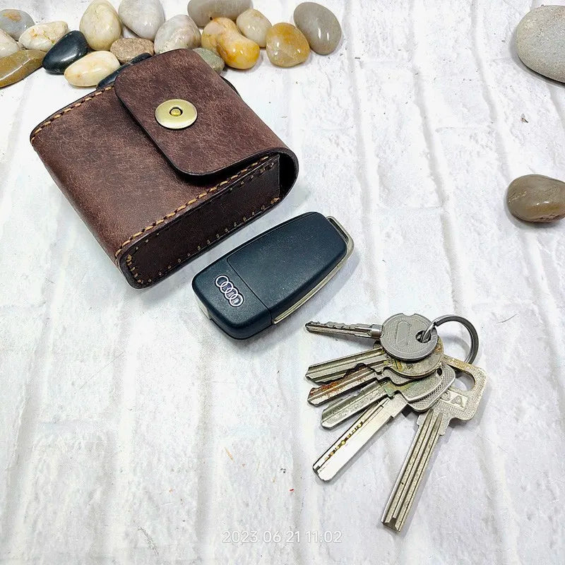 Multifunctional Key Holder Waist Bag Genuine Leather Car Key Case Folding Glasses Belt Pack Men Women 1652cg