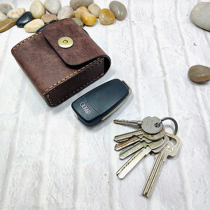 Multifunctional Key Holder Waist Bag Genuine Leather Car Key Case Folding Glasses Belt Pack Men Women 1652cg