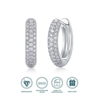 D color moissanite stud earrings 925 silver 18K gold plated hoop earrings, women's wedding party jewelry with gift box