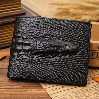 PU Leather Fashion Luxury Cattle Male Quality Design Crocodile Emboss Simple Standard Brand Wallet Handy Purse Men