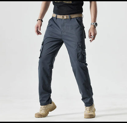 Autumn Work Pants Men Multi-pockets Cargo Trousers Casual Wear-resistant Workwear Spring Straight Pant Outdoor Hiking Trousers