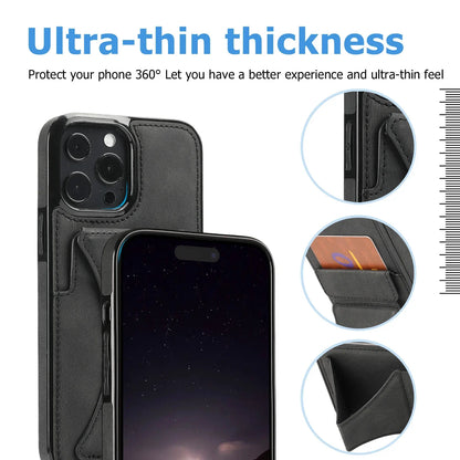 High Quality PU Leather Protective Credit Card Slots Foldable Kickstand Phone Case for iPhone 16 Pro Max 15 Plus 14 13 12 11