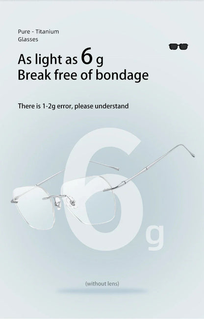 Ultra-light Titanium Rimless Myopia Frames Unisex Simple Square Read Frames Glasses Customized Prescription Glasses F0623