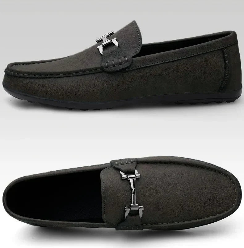 Men's shoes large size simple men's lazy casual shoes for men's black light driving loafers men's shoes leather shoes