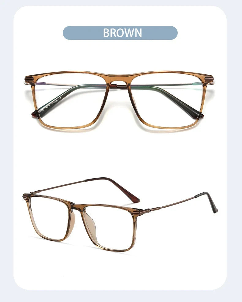 Titanium Classic Men's Square Frames Anti-blue Light Reading Glasses Myopia Can Be Customized Prescription Glasses 007