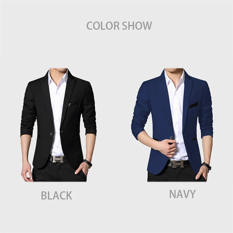 Spring Autumn Blazer Men Suit Cardigan Blazer One Button Casual Plus Size Easy Care Dress Jacket Men