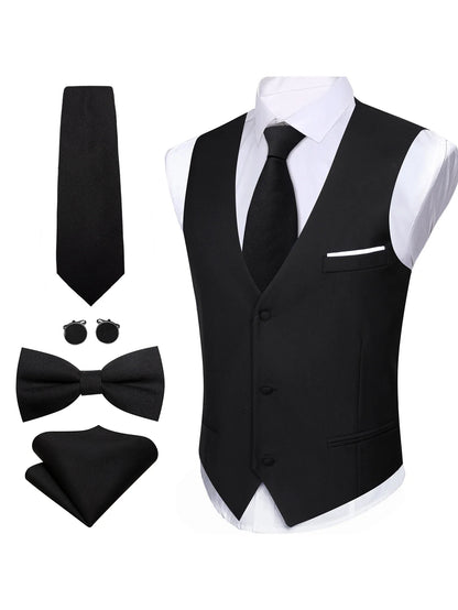 Men's 5-Piece Suit Set Vest/ tie/ bow tie/pocket handkerchief/cufflinks Complete set of formal and wedding accessories  Business