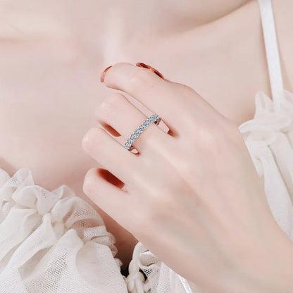 3mm Moissanite Wedding Ring for Women Created Diamond  Full Eternity Stackable Engagement Promise Band S925 Silver Rings