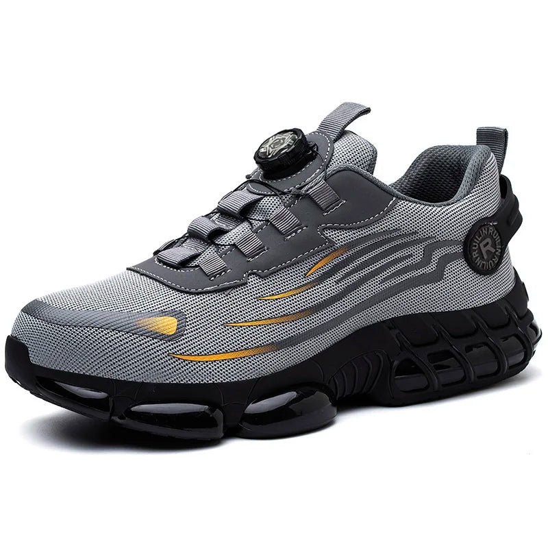  Rotary Button New Safety Shoes Men Anti-impact Anti-piercing Work Shoes Fashionable Men's Sports Shoes Air Cushion Work Shoes