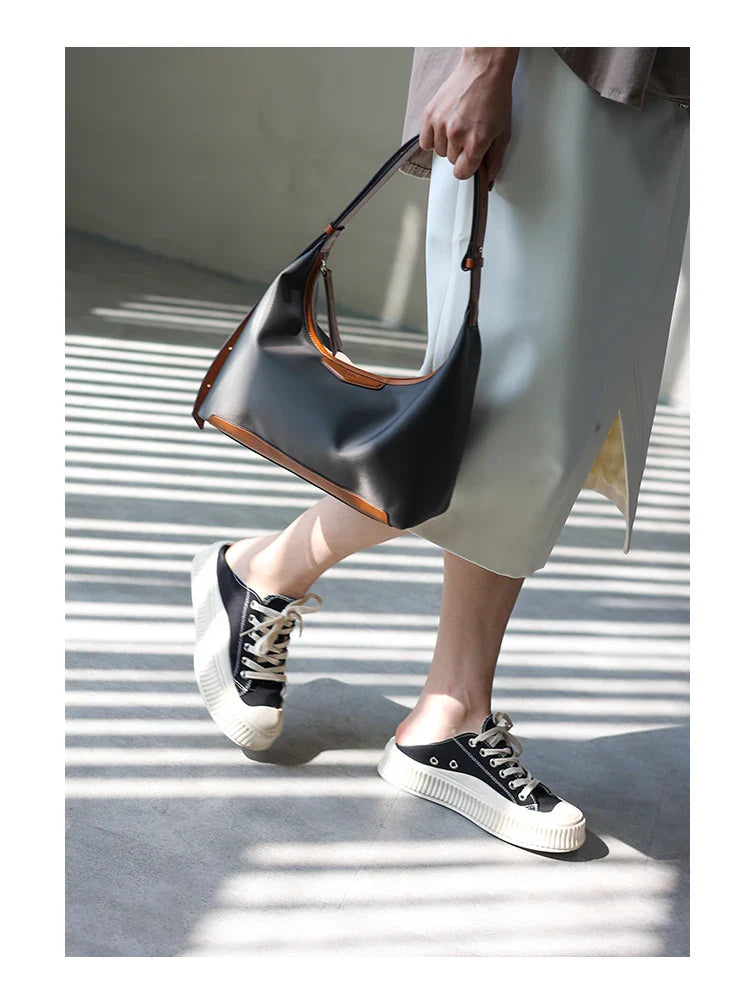 New Arrival Underarm Bag Women Genuine Leather Crossbody Bag Fashion Female Nylon Handbag Luxury Messenger Purses