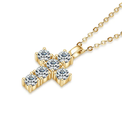 GRA Certified 3.5MM Moissanite Cross Pendant Necklaces for Women S925 Sterling Silver Clavicle Chains Fine Jewelry Gift