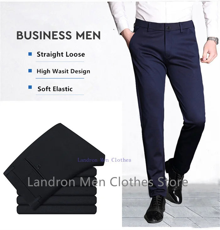 Formal Dress Suit Pants Tall Men 190CM Business Black Blue Plus Size 40 42 44 46 Extra Long Lengthened Straight Office Trousers