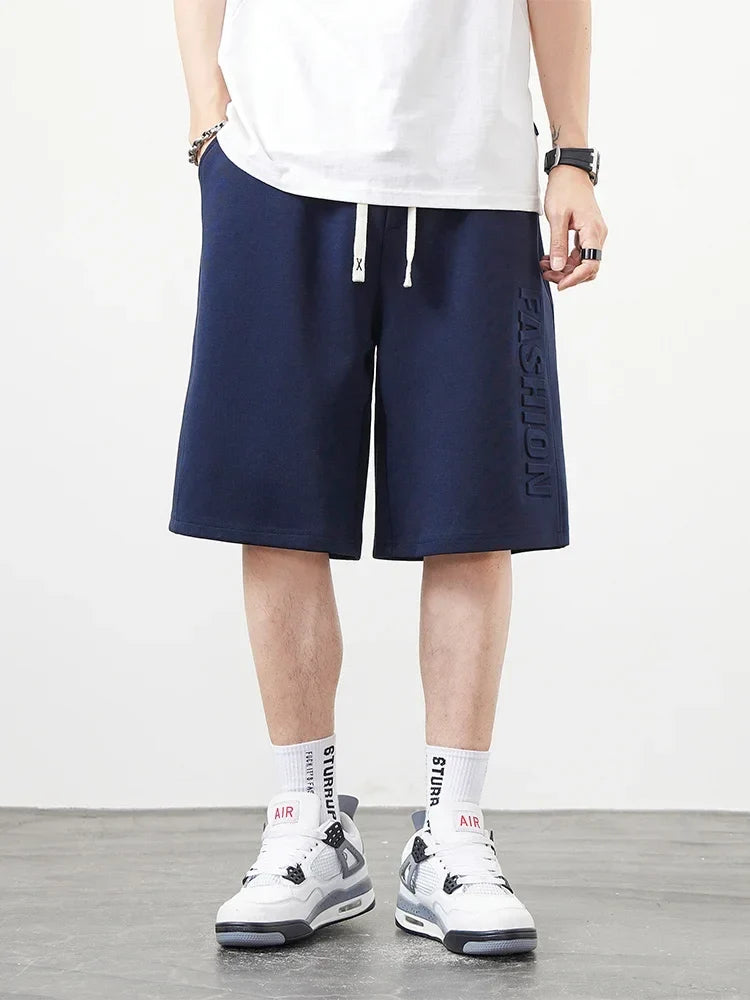 Men's Shorts Summer Clothes Fashion Letter Printed Casual Sweatpants Solid Color Loose Cotton Short Pants Male Straight Shorts