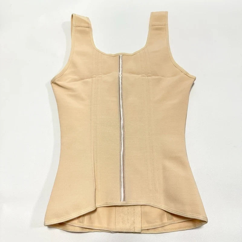 Shapewear Women Fajas Waist Trainer Tummy Control Vest Body Shaper 17 Steel Bones 3-Row Hooks Zipper Adjustable Strap