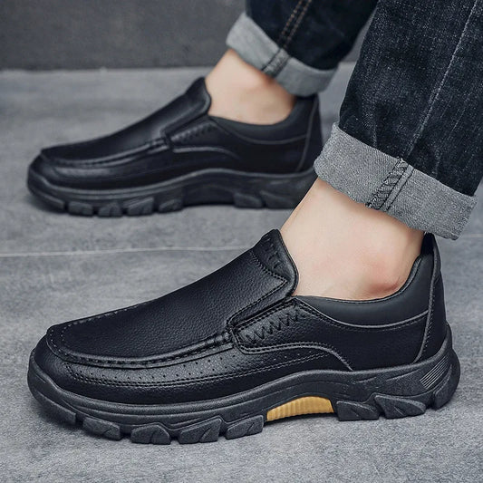 New Spring Autumn Men's Casual Shoes British Middle aged Dad Shoes Fashion Business Leather Shoes