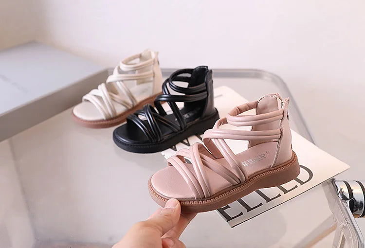 Sweet Princess Shoes for Little Girls 2026 Summer New Fashion Korean Edition High Top Roman Sandals for Girls