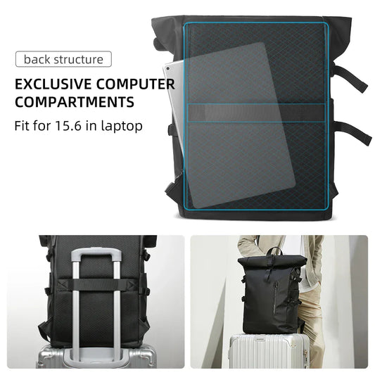 Expandable Travel Backpack Men Large Capacity Waterproof 15.6” Laptop Bag Hiking Rucksack Cycling Daypack Bag with USB Port