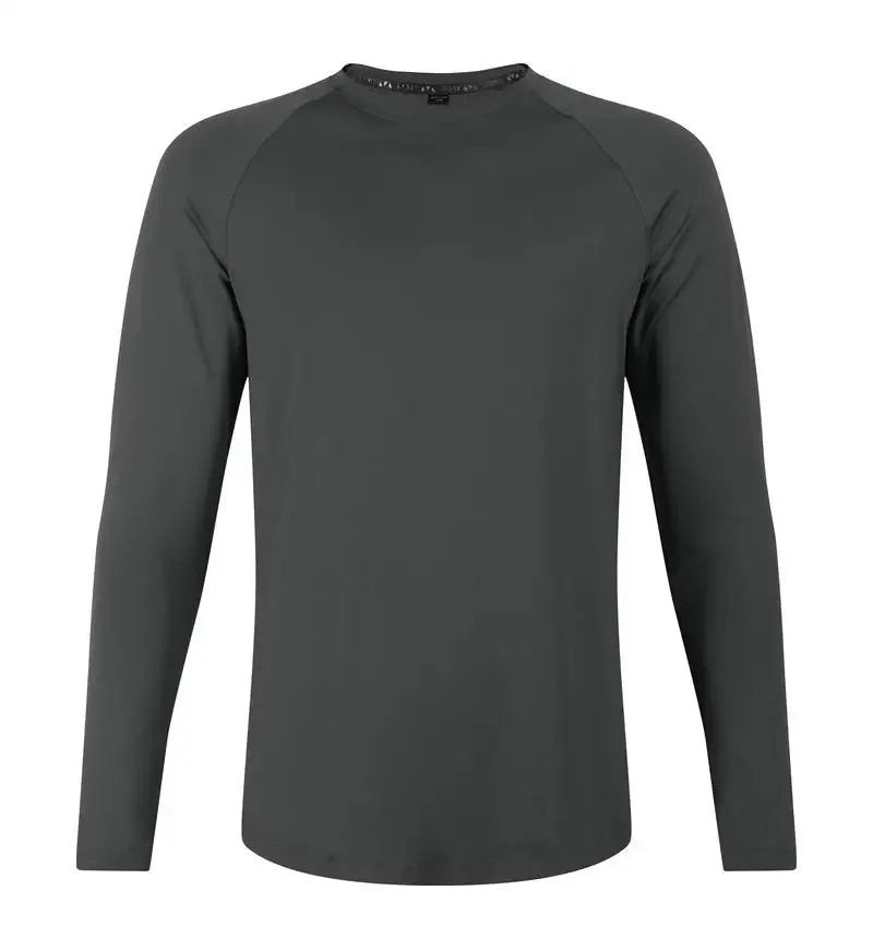 Sports Long-sleeved T-shirt Men Curved Hem Warm Gym Fitness Clothes Quick-drying Breathable Running Training Round Neck Top
