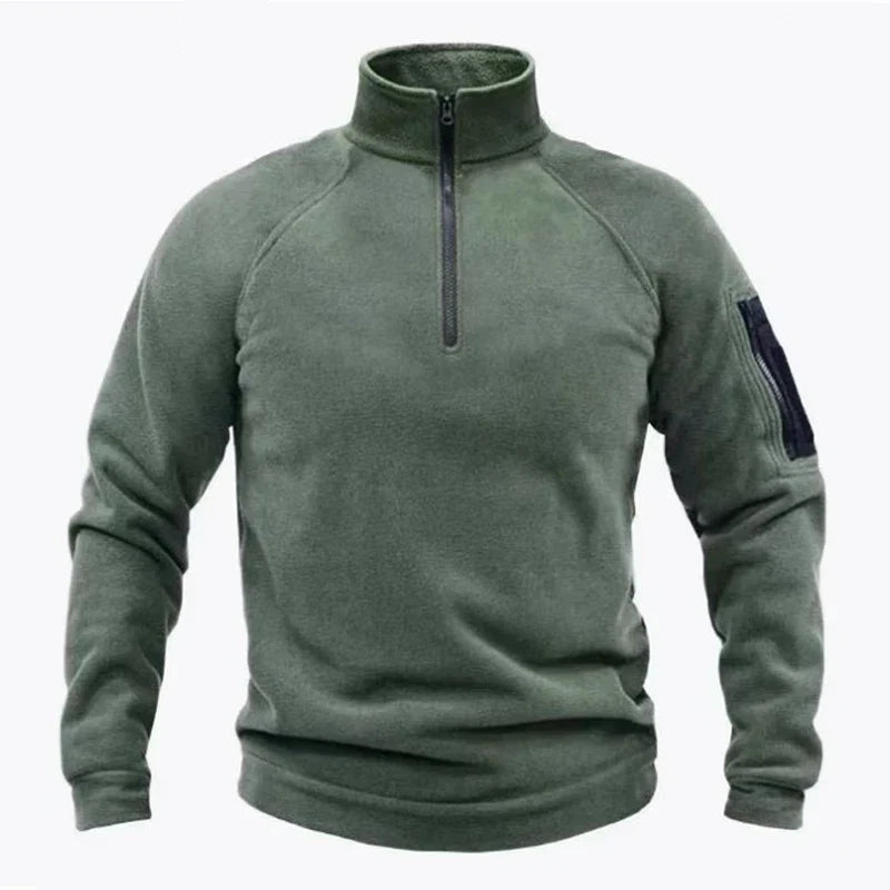 Mock Neck Military Sweatshirt Fleece Jackets Men's Cargo Tactical Pullover Hiking Camping Climbing Trekking Windproof Jackets