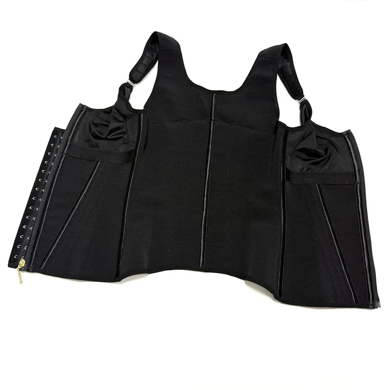 Shapewear Women Fajas Waist Trainer Tummy Control Vest Body Shaper 17 Steel Bones 3-Row Hooks Zipper Adjustable Strap