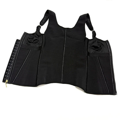 Shapewear Women Fajas Waist Trainer Tummy Control Vest Body Shaper 17 Steel Bones 3-Row Hooks Zipper Adjustable Strap