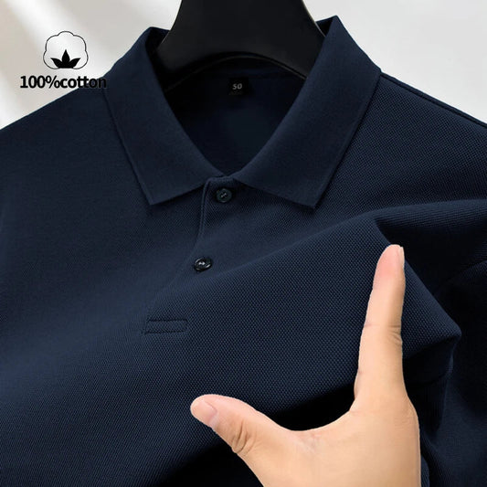100% Cotton Polo Shirt, Four Seasons Universal  Leisure Long Sleeve, Breathable Lapels T-shirt, Perfect for Golf Sports Durable