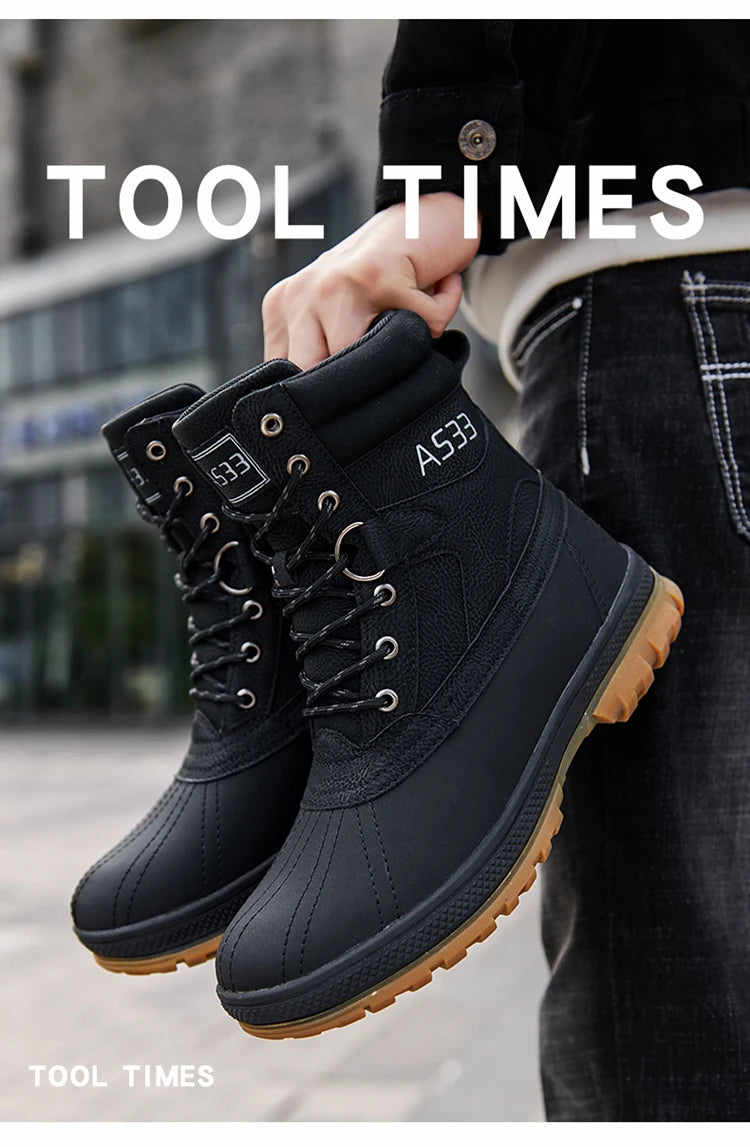 Plus Size 48 Outdoor Men Boots Winter Snow Boots for Men Training Work Boots Waterproof Slip-Resistant Keep Warm Winter Shoes