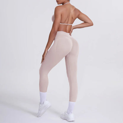 Women 2pcs Patchwork Sport Yoga Suit Training Sleeveless Sport Gym Tops Tummy Control Slimming Booty Leggings Yoga Suit Sports