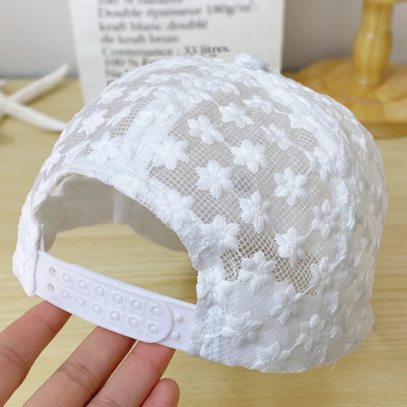 Summer Baseball Cap for Women Embroidered Flowers Mesh Breathable Duck Tongue Hat Sunscreen Sunshade Hat Rebound Cap