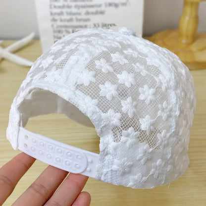 Summer Baseball Cap for Women Embroidered Flowers Mesh Breathable Duck Tongue Hat Sunscreen Sunshade Hat Rebound Cap