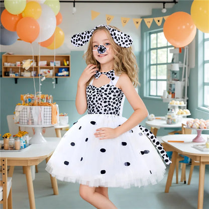 New Tutu Skirt Set Children's Clothing Animal Cos Elk Halloween Clothing Little Cat Mesh Girls' Dress School Performance Dress