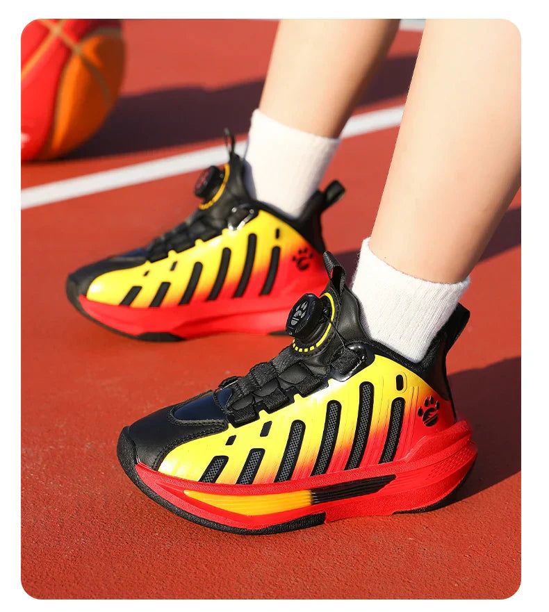 Children‘s Basketball Shoes Non-slip Breathable Basketball Training Sneakers Lace-up Boys Girls Sports Shoes Kids Athletic Shoes