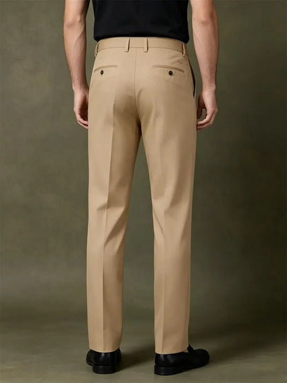Men's Dress Pants Premium Chinos Business Pleated Wide-Leg Versatile Formal Casual Trousers Daily Office Banquet Wedding Summer