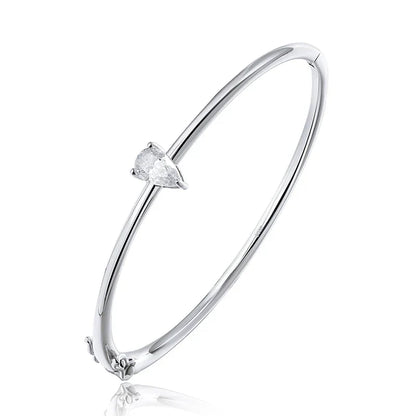 1CT Pear Cut Certified Moissanite Bangles for Women 100% S925 Solid Silver Lab Diamond Bracelets Birthday Gift Jewelry
