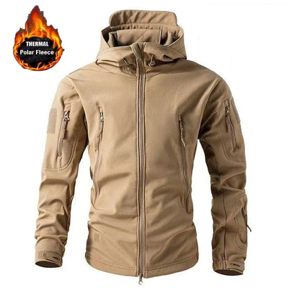 Men's Winter Fleece Warm Sharkskin Tactical Outdoor Jackets Camping Hiking Trekking Hunting Military Climbing Cargo Hooded Coat