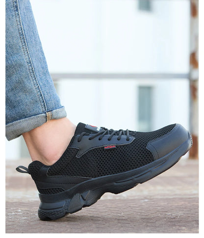 anti puncture men safety shoes summer breathable mesh work shoes industrial plastic toe sneakers construction insulated shoes