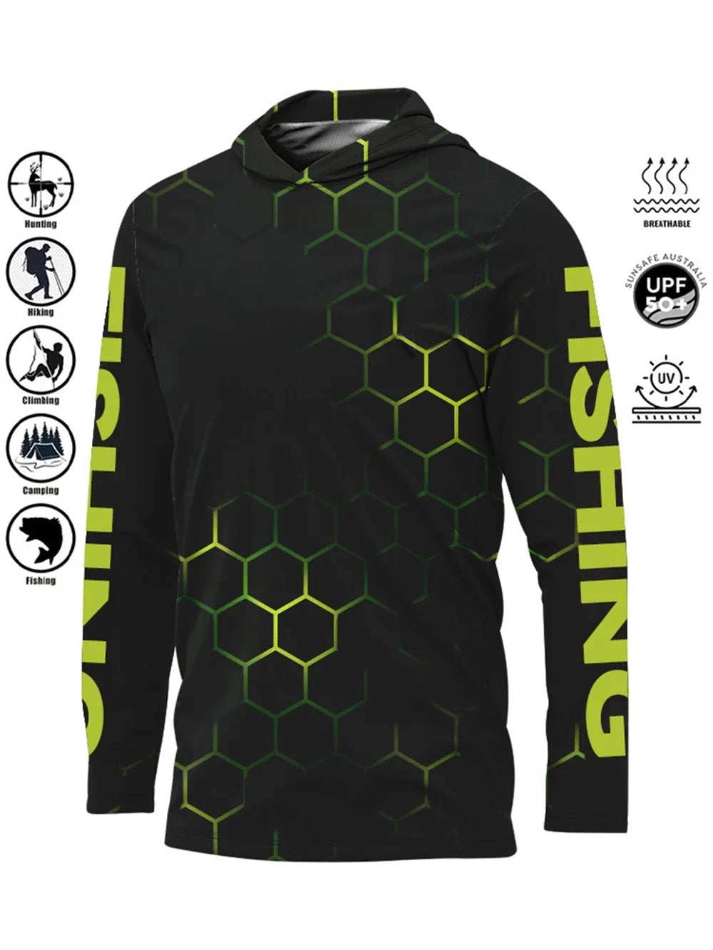 Hood Fishing Shirt Fishing Apparel Men long sleeve fishing t shirt uv protection