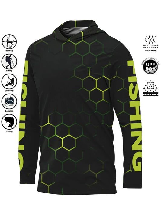 Hood Fishing Shirt Fishing Apparel Men long sleeve fishing t shirt uv protection
