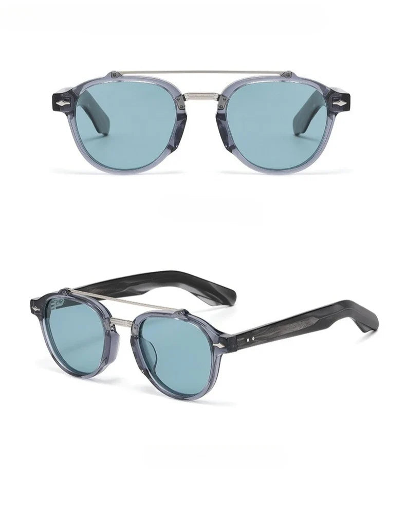 New High-end Flat Top Double Bridges Men Polarized Sunglasses Acetate Square Suneyeglass Women Fashion Retro Gifts Eyewear UV400