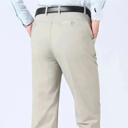 New Arrival 100% Cotton Summer Autumn Men's Casual Pants Fashion Solid Black Beige Gentle Thicken Trousers Brand Smart Suit Pant
